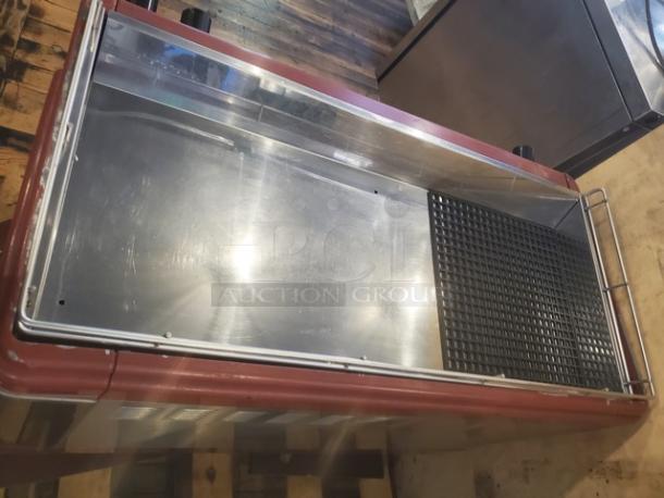 Brasilia Rossi 3 Group Espresso Machine, Model 205EX FNC DIG, red exterior, stainless steel top, 230V, used condition.