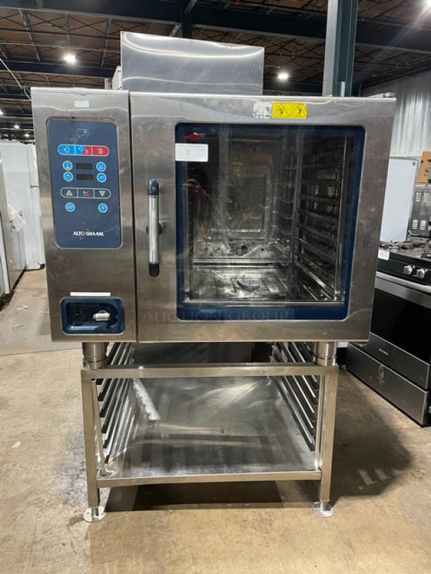 Alto-Shaam CTC720E Combi Oven, stainless steel, digital push controls, single undershelf, 2017 model, on legs, 208-240V 3 phase.