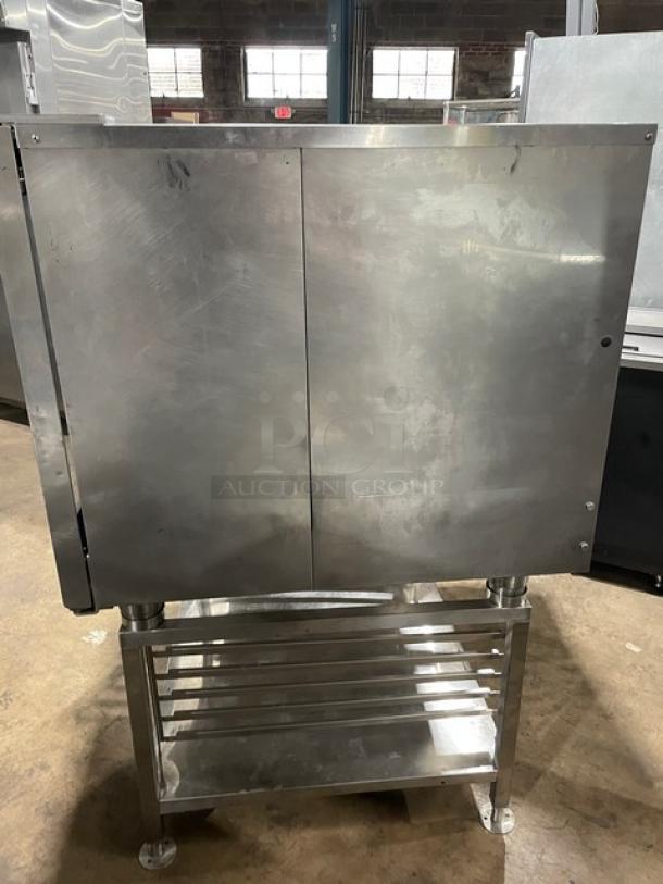 Alto-Shaam CTC7-20E stainless steel combi oven, 2017 model, electric, single stack, with digital controls and undershelf stand.