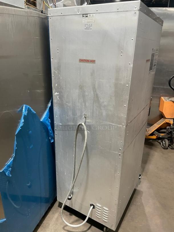 Metro Commercial Heated Holding/Proofing Cabinet, Model C175-H(1)N, single glass swing door, built-in pan slides, on casters.