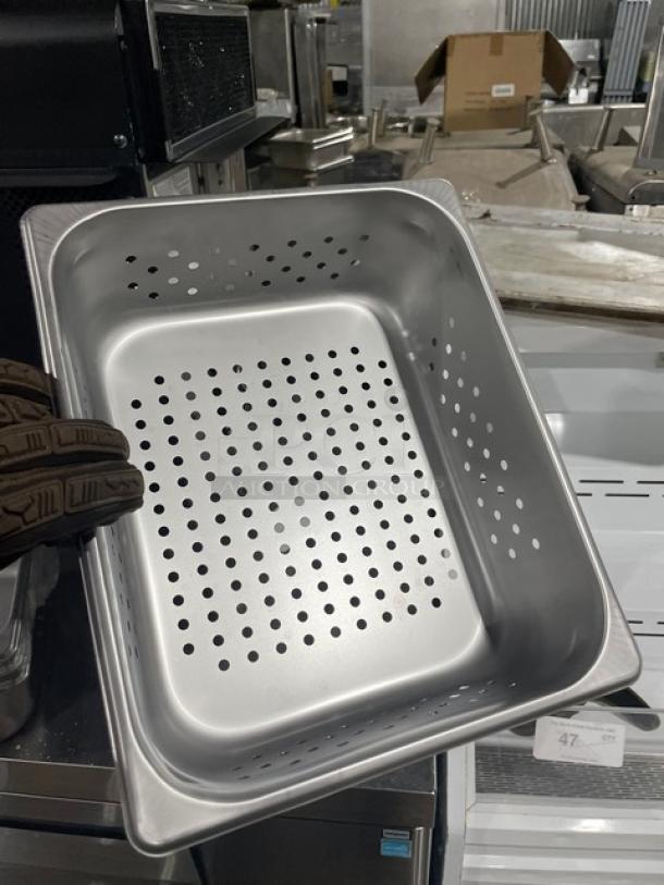 Production 125th stainless steel perforated steamtable pan, Model 880243, commercial-grade, excellent condition.