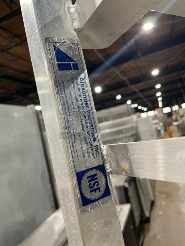 Alexander Industries heavy-duty bun/sheet pan rack on casters, commercial use, NSF certified, durable metal construction.