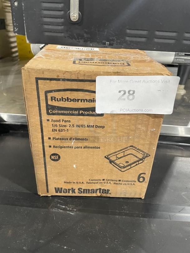 Rubbermaid Commercial Amber 1/6-Size 2.5" Deep High Heat Food Pan, Model FG204P00AMBR, new in box, 6 per case.