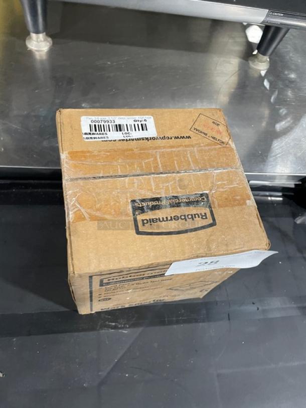 Rubbermaid Commercial 1/6-Size High Heat Food Pan, Model FG204P00AMBR, brand new in sealed box, 6 per case.