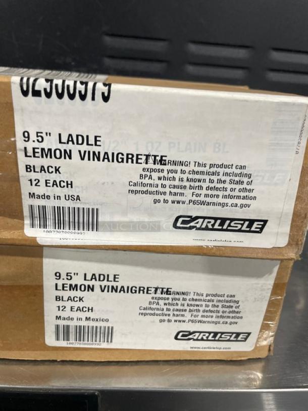 Carlisle 9.5" Lemon Vinaigrette Ladle, black, 12 per case, brand new, Model: 02955979, made in USA and Mexico.