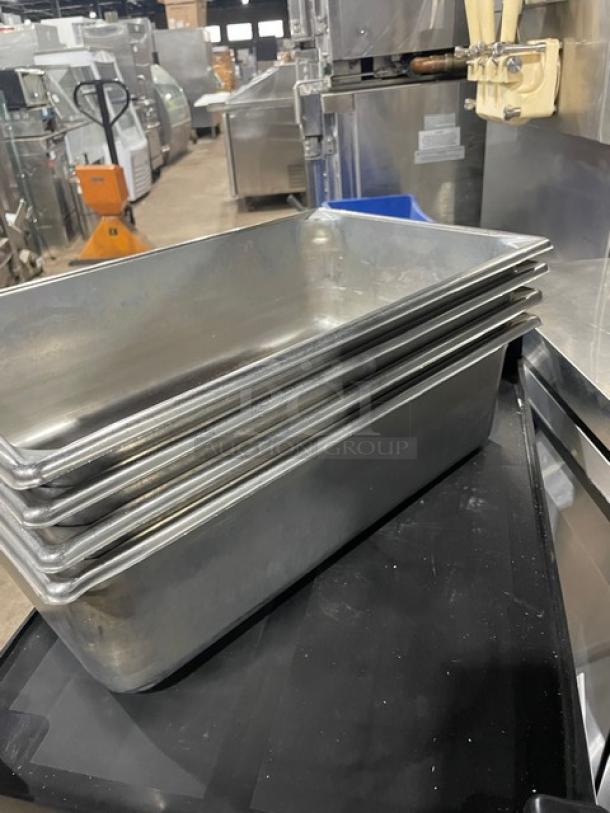 Vollrath Super Pan V Series 30062, commercial stainless steel hotel/steamtable pans, stack of four, excellent condition.
