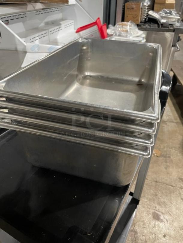 Vollrath Super Pan V Series stainless steel hotel pan, Model 30062, stacked, commercial-grade, good condition.