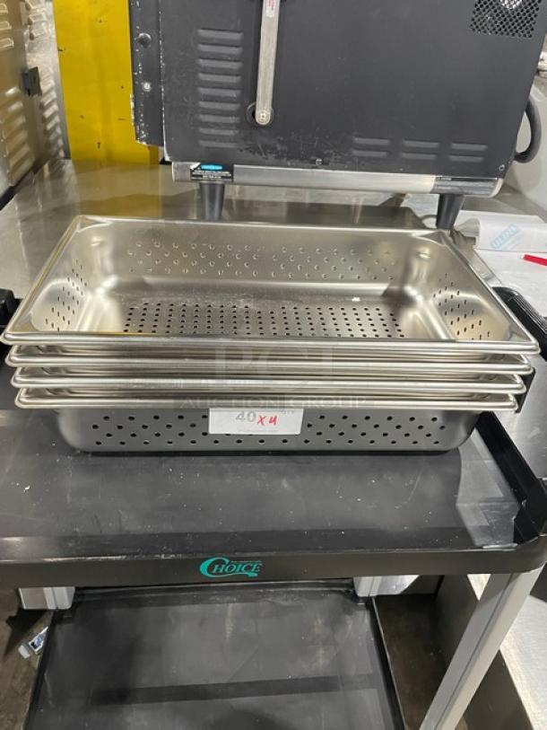 Vollrath Super Pan V Series stainless steel perforated steamtable pan, model 30043, shown in near-new condition.