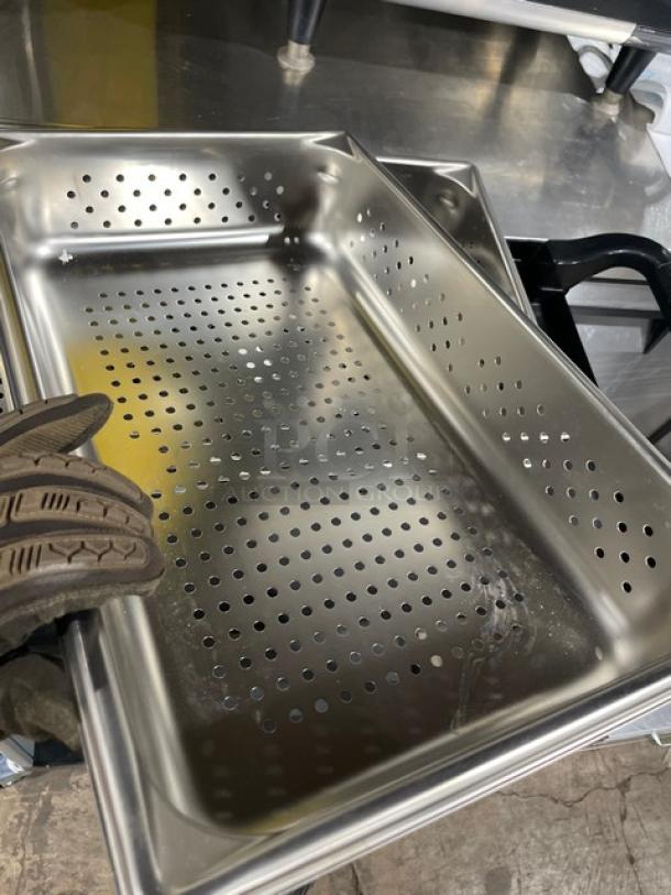 Vollrath Super Pan V Series stainless steel perforated pan, Model 30043, excellent condition, ideal for commercial use.