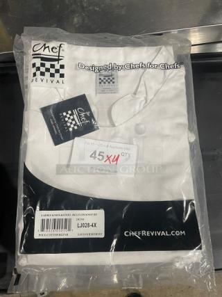 Brand New Chef Revival Ladies Knife & Steel Chef Jacket, size 4X, in original packaging with tags and labeling.