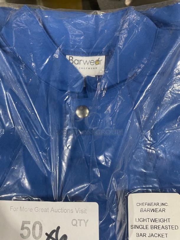 Brand new Chef Wear lightweight single-breasted bar jacket, size small, in original packaging.