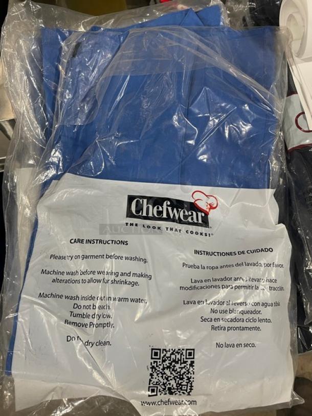 Brand new Chef Wear lightweight single-breasted bar jacket, size small, in packaging. Care instructions and logo visible.
