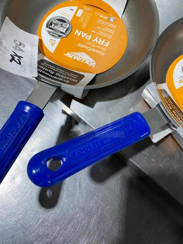 Vollrath Wear-Ever 8" round fry pan, aluminum, PowerCoat2, blue Cool Handle, brand new with tags.