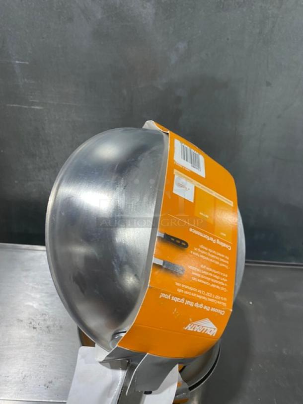 Brand new Vollrath Wear-Ever 8" commercial aluminum fry pan, blue grip handle, Power Coat 2, with retail label.
