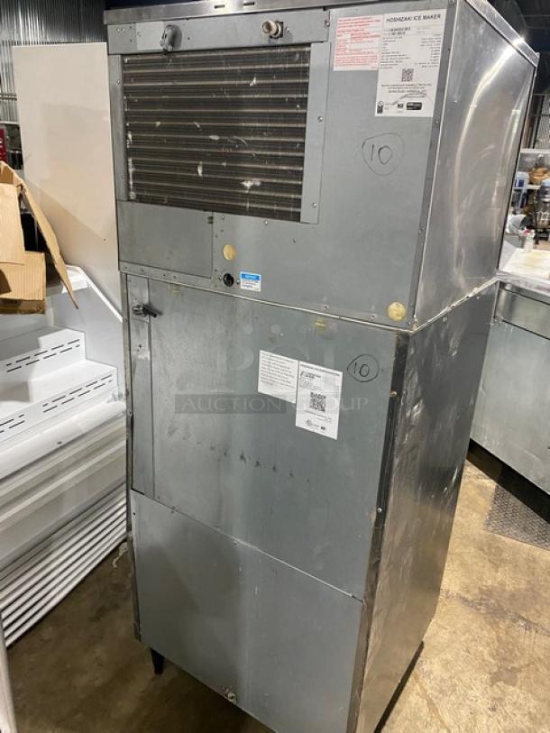 Hoshizaki KML-325MAJ ice dispenser, stainless steel, Series H03574L. 115V, Phase 1. Industrial condition with visible labels.