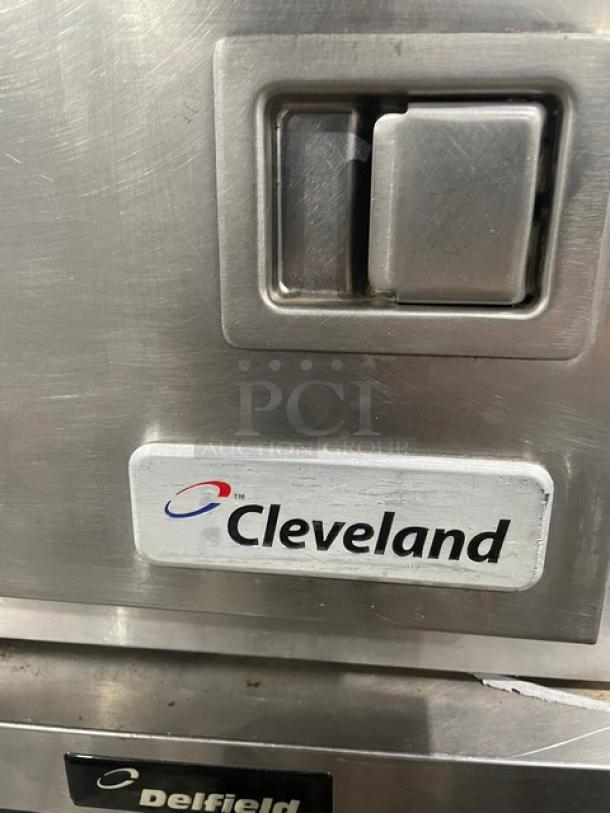 Cleveland Range Steam Craft Series Model 21CET8, stainless steel electric convection steamer, 3-pan capacity, countertop design, with pan rack, 208V 3-phase, serial number 1209230000961.