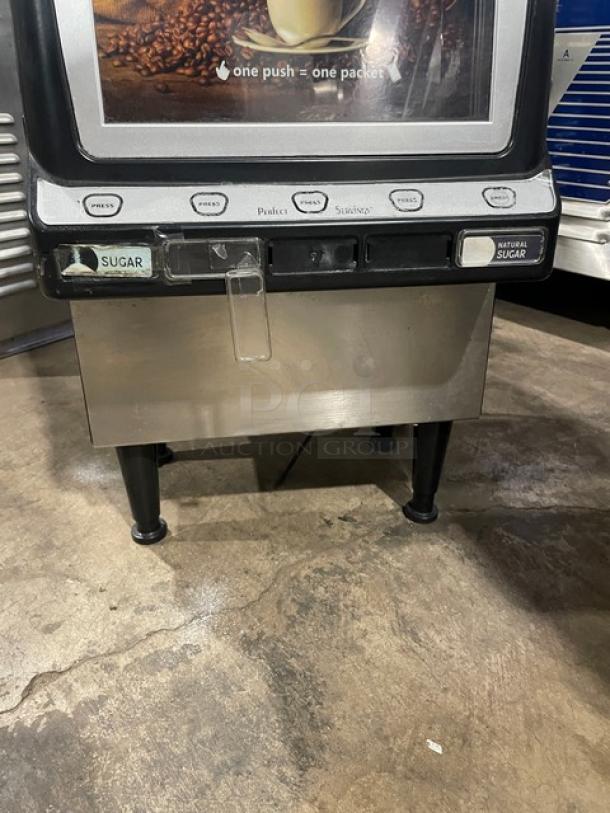 Perfect Servings commercial 5-flavor espresso machine, model UV-PSPD-5-AV-NL-T-B, features 5 hoppers, countertop design.