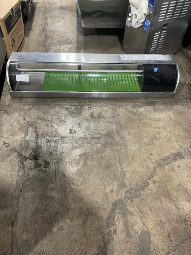 Hoshizaki stainless steel refrigerated sushi merchandiser, model HNC-150BA-R-S, with rear sliding doors, electric, 115V.