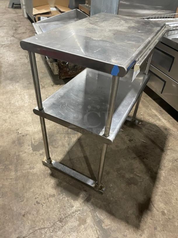 Sapphire stainless steel double overhead shelf with order holder; commercial grade, sturdy, silver finish, used condition.