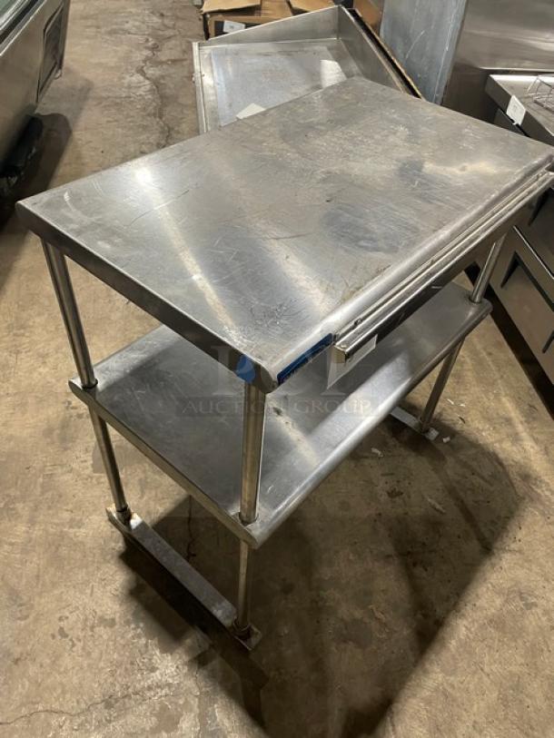 Sapphire commercial stainless steel double overhead shelf with order/receipt holder, industrial-grade, used condition.