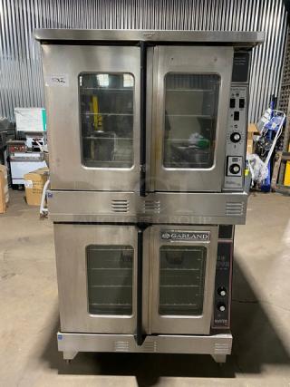 Garland Master Series Commercial Stainless Steel Natural Gas Powered Double Stacked Convection Oven! With Thermostatic Control! With Wired Oven Racks! On Legs! 2X Your Bid Makes One Unit! WORKING WHEN REMOVED! - Item #1198564