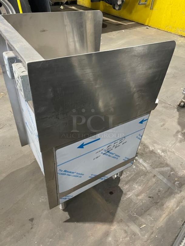 Infinity LCD-24-PT-M stainless steel equipment base cabinet, custom-made, commercial grade, on legs, showcases new condition with protective film.