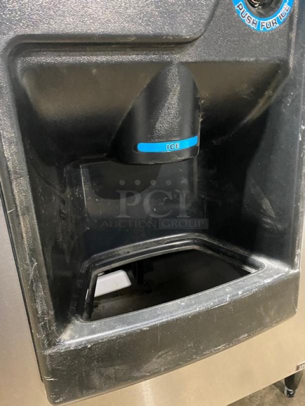Hoshizaki KML-325MAJ ice maker dispenser, stainless steel, air-cooled, electric, phase 1, visible "ICE" label, good condition.
