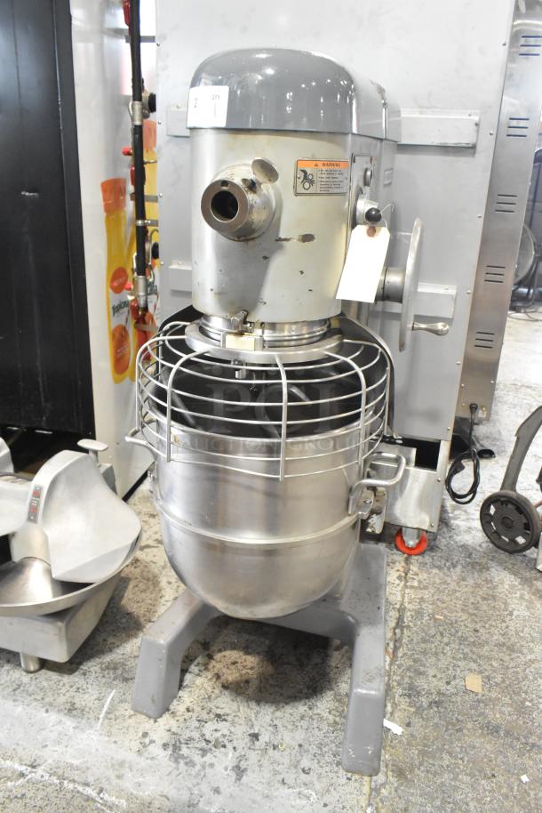 Hobart D3-40 commercial 40-quart dough mixer with stainless steel bowl, guard, dough hook, and paddle. 120V, 1-phase.