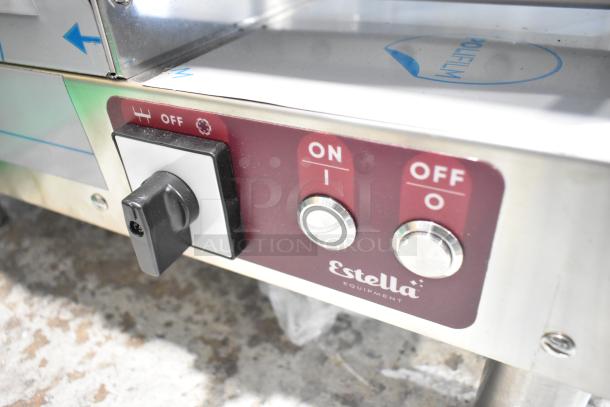 Estella 348PEM4 Stainless Steel Countertop Pasta Extruder, new with minor scratches. Features on/off switch and 120V power.