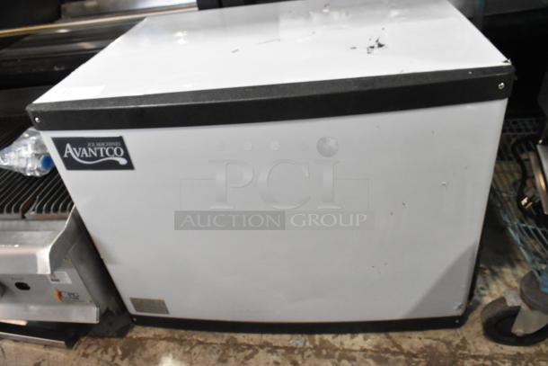 Brand new Avantco 194MCH430A modular half cube ice machine, 400 lb. capacity, stainless steel, visible scratches and dents.