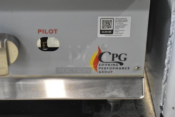 Brand new 2024 Cooking Performance Group 351CRCPG24NL Stainless Steel 24" Gas Charbroiler, 80,000 BTU, minor scratches.