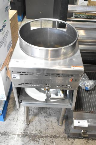 Brand new Cooking Performance Group 351WOKR16N stainless steel natural gas wok range with 16" ring, 125,000 BTU.