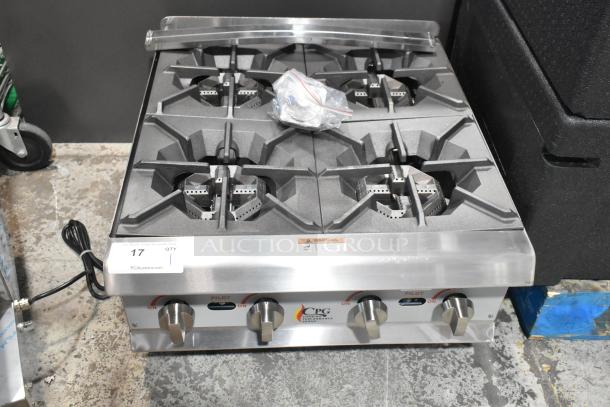 BRAND NEW 2025 Cooking Performance Group 351RCPG24NL 4-Burner Gas Countertop Range, 88,000 BTU, stainless steel, minor scratches.