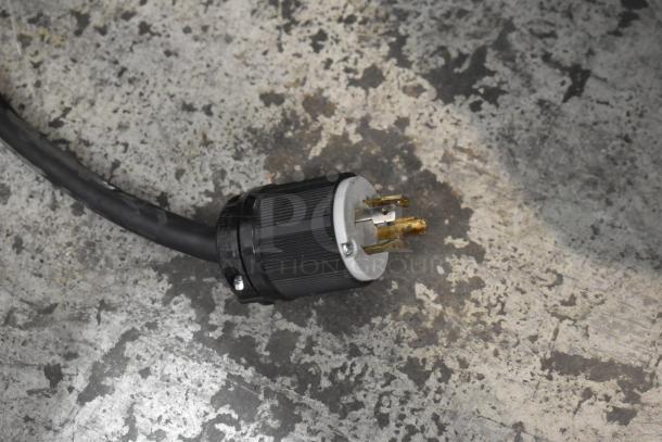 Stainless steel commercial cappuccino machine plug, for Grindmaster GB5M5, 120V, 1 Phase, shown on textured surface.
