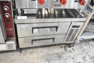 2023 Avantco 178CBE36HC stainless steel 2-drawer chef base on commercial casters, 115V, 1 Phase, in good condition.