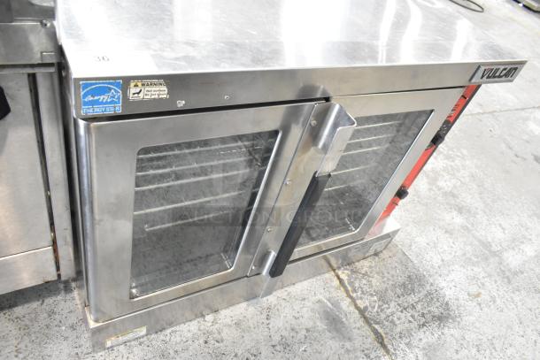Vulcan VC6GD-SEFCA stainless steel commercial convection oven with view-through doors, metal racks, Energy Star label.
