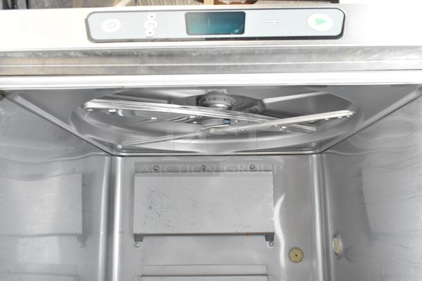 2016 Hobart LXER Stainless Steel Undercounter Dishwasher, commercial grade, visible control panel, interior view, sturdy condition.