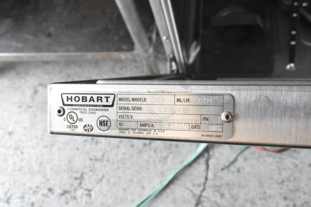 2016 Hobart LXER stainless steel commercial undercounter dishwasher, model LXER, 120/208-240V, 1 phase. Serial number 231181413.