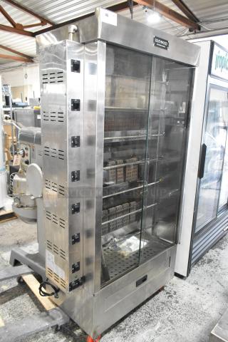 Southwood RG7 Stainless Steel 6 Spit Rotisserie Oven, natural gas, 114,000 BTU, on commercial casters, excellent condition.