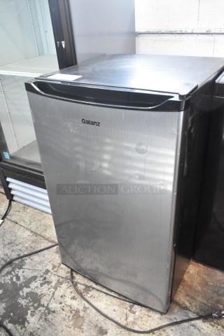 Galanz GL43S5 Mini Cooler, stainless steel finish, 115 Volts, good condition, model visible. Perfect for compact spaces.