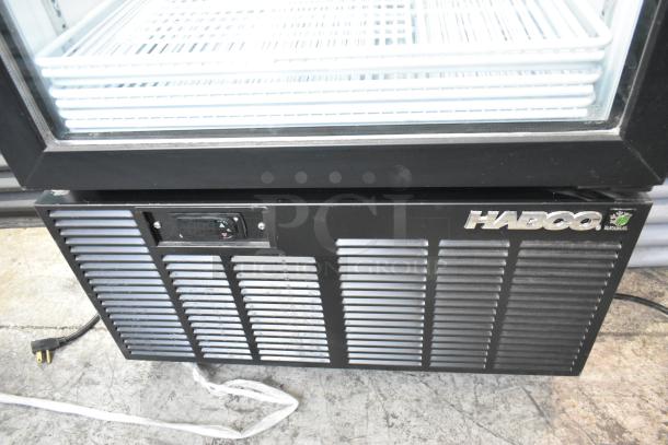 2019 Habco SE18 metal commercial single-door cooler with poly coated racks, model SE18, 115 volts, 1 phase, visible Habco logo.