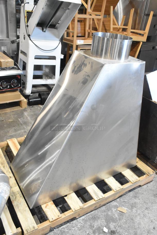 US Roaster Corp commercial metal gas-powered roaster/smoker on a pallet, silver finish, in good condition.