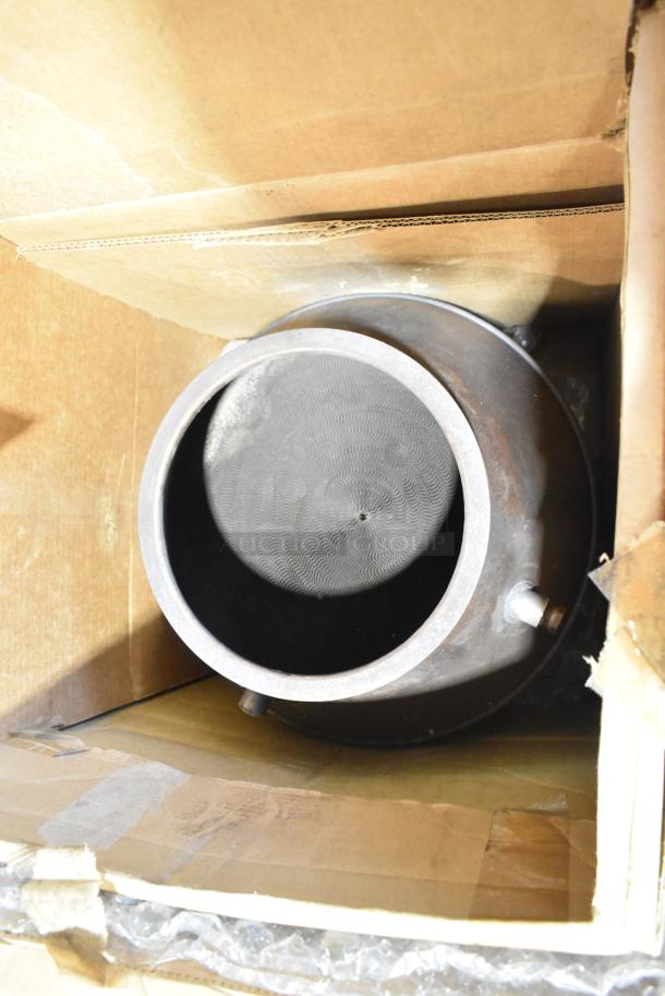 US Roaster Corp metal commercial roaster/smoker, natural gas powered. Visible in cardboard box, good condition.