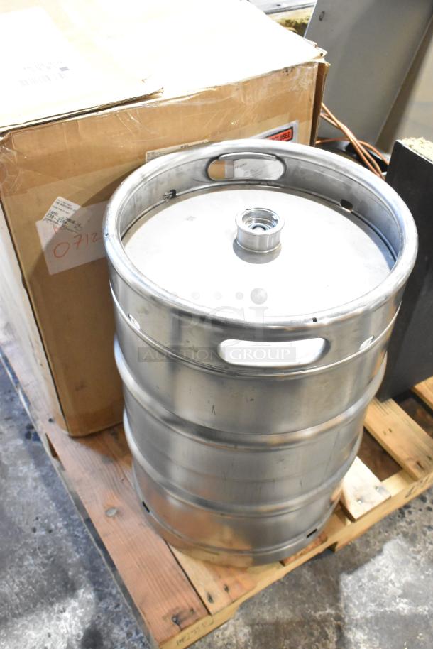 US Roaster Corp metal commercial roaster/smoker, natural gas powered, 208-230/460 volts, 3 phase, on wooden pallet.