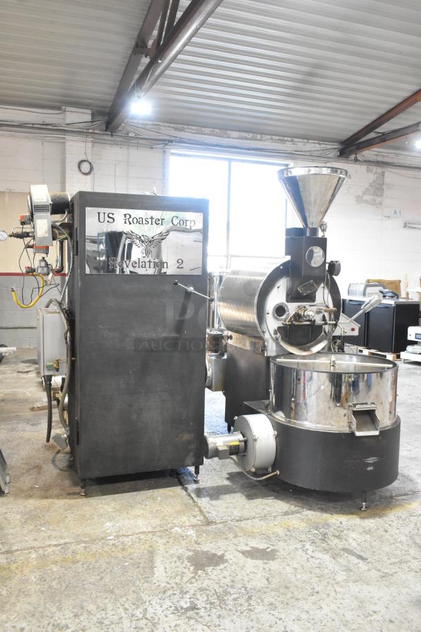 US Roaster Corp metal commercial roaster/smoker, natural gas powered, 208-230/460V, 3 phase, in used condition.