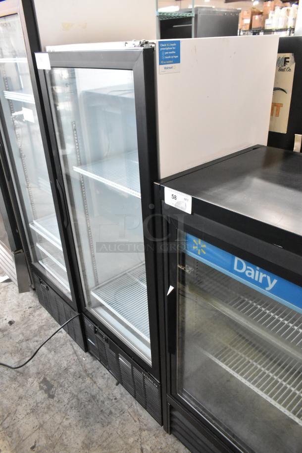Habco SE12 metal commercial single door reach-in cooler merchandiser with poly-coated racks, 115V, 1 phase, in good condition.
