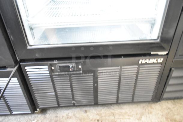 Habco SE12 commercial cooler, single door, metal, poly-coated racks, visible branding. Model SE12, 115V, 1 phase.