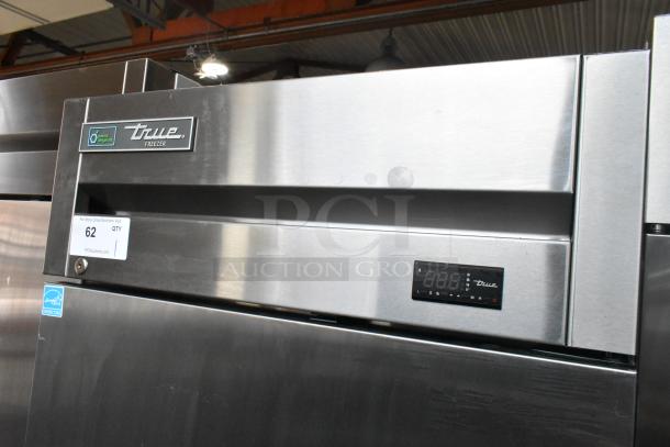 2019 True T-19F-HC stainless steel commercial freezer, single door, digital display, poly coated racks, on casters.