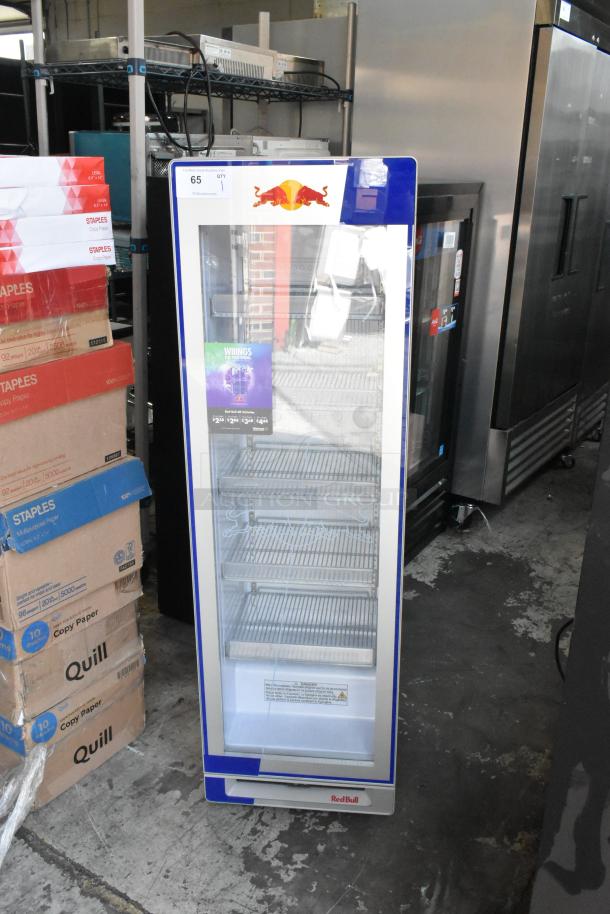 2023 Red Bull RB-SMC 130 ECO metal single door cooler, 115 volts, 1 phase, new condition, branded design.