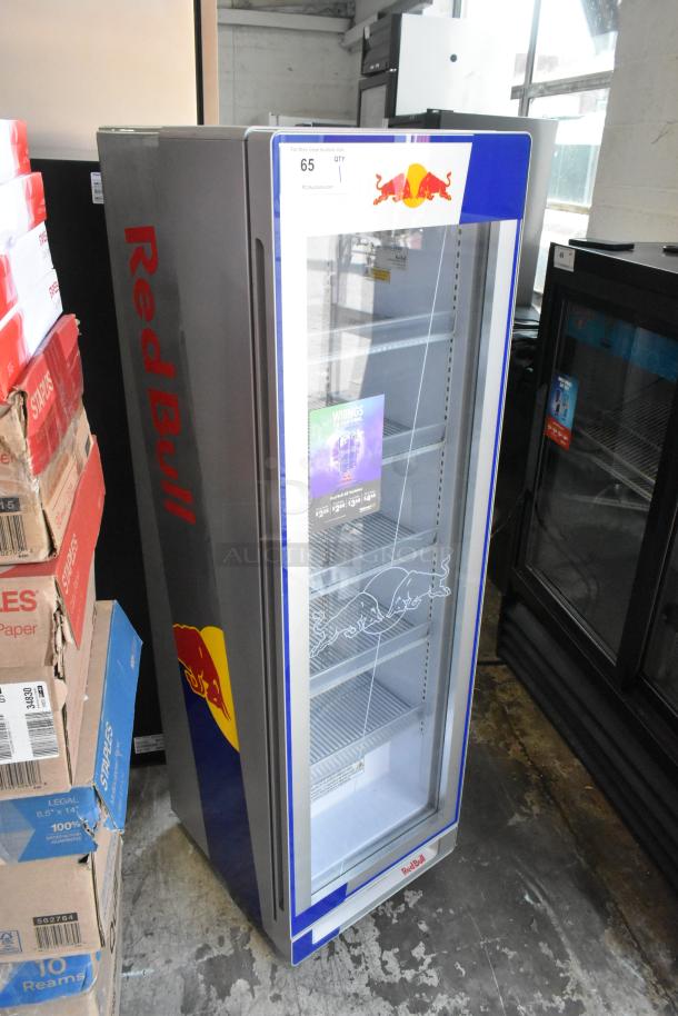 2023 Red Bull RB-SMC 130 ECO metal cooler, single door, 115V, 1 phase. Features logo, eco-friendly design, excellent condition.